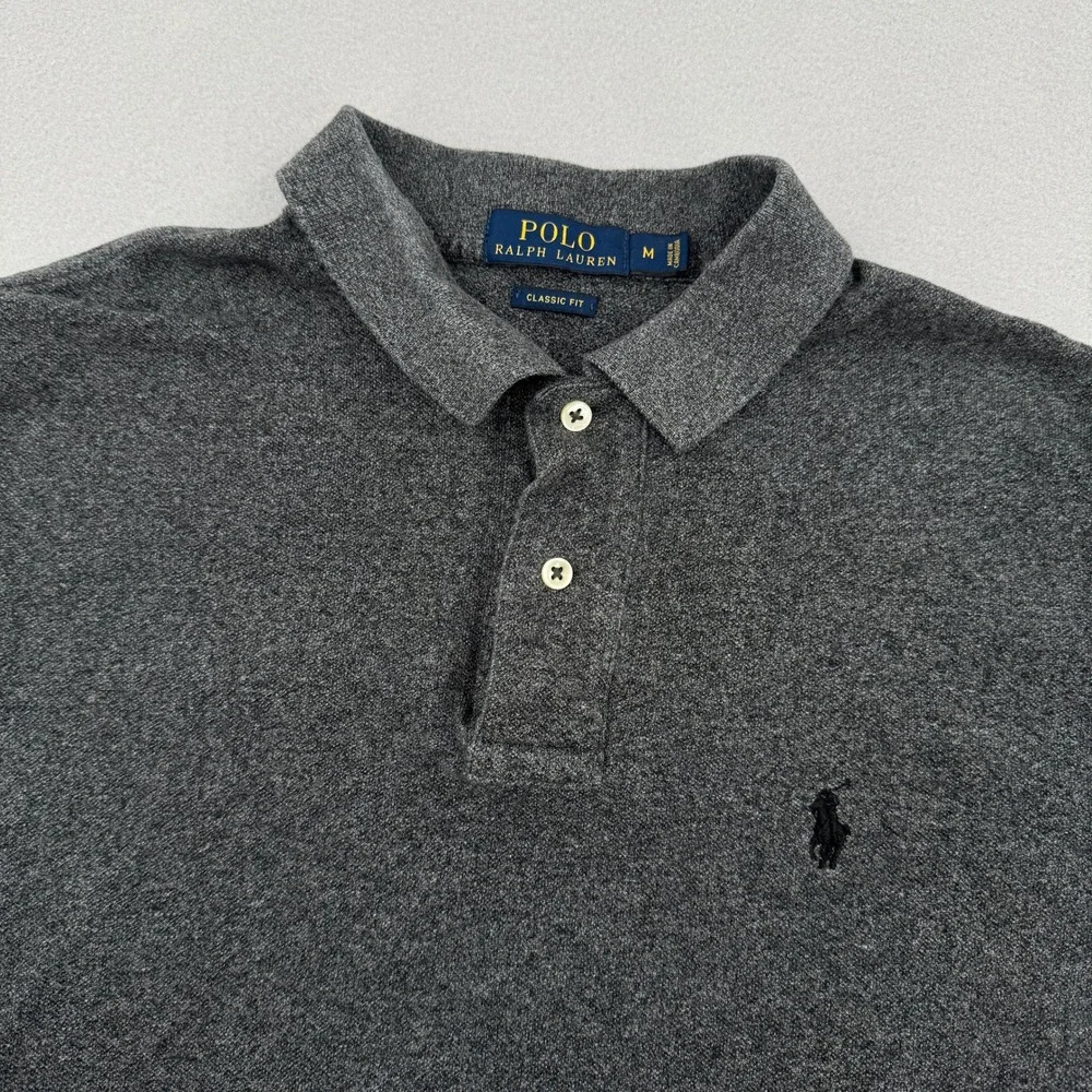 Polo‎ Ralph Lauren Classic Fit Mens M Short Sleeve Pique Polo Charcoal Gray